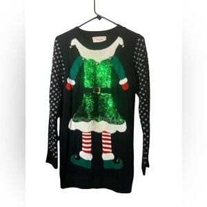 Poof! Green and Black Elf Sweater